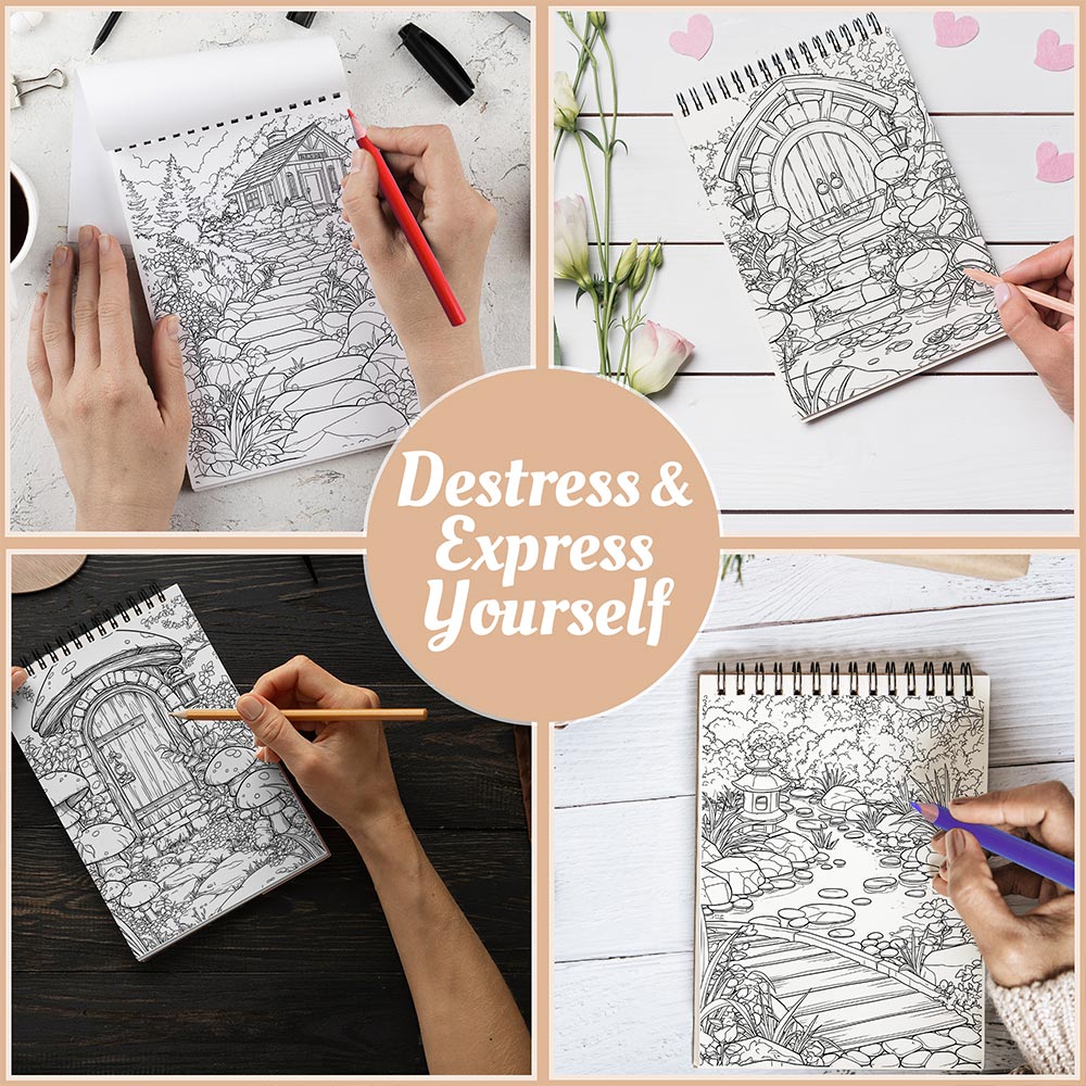 Netecom Fairy Garden Coloring Book Spiral Bound For Adults