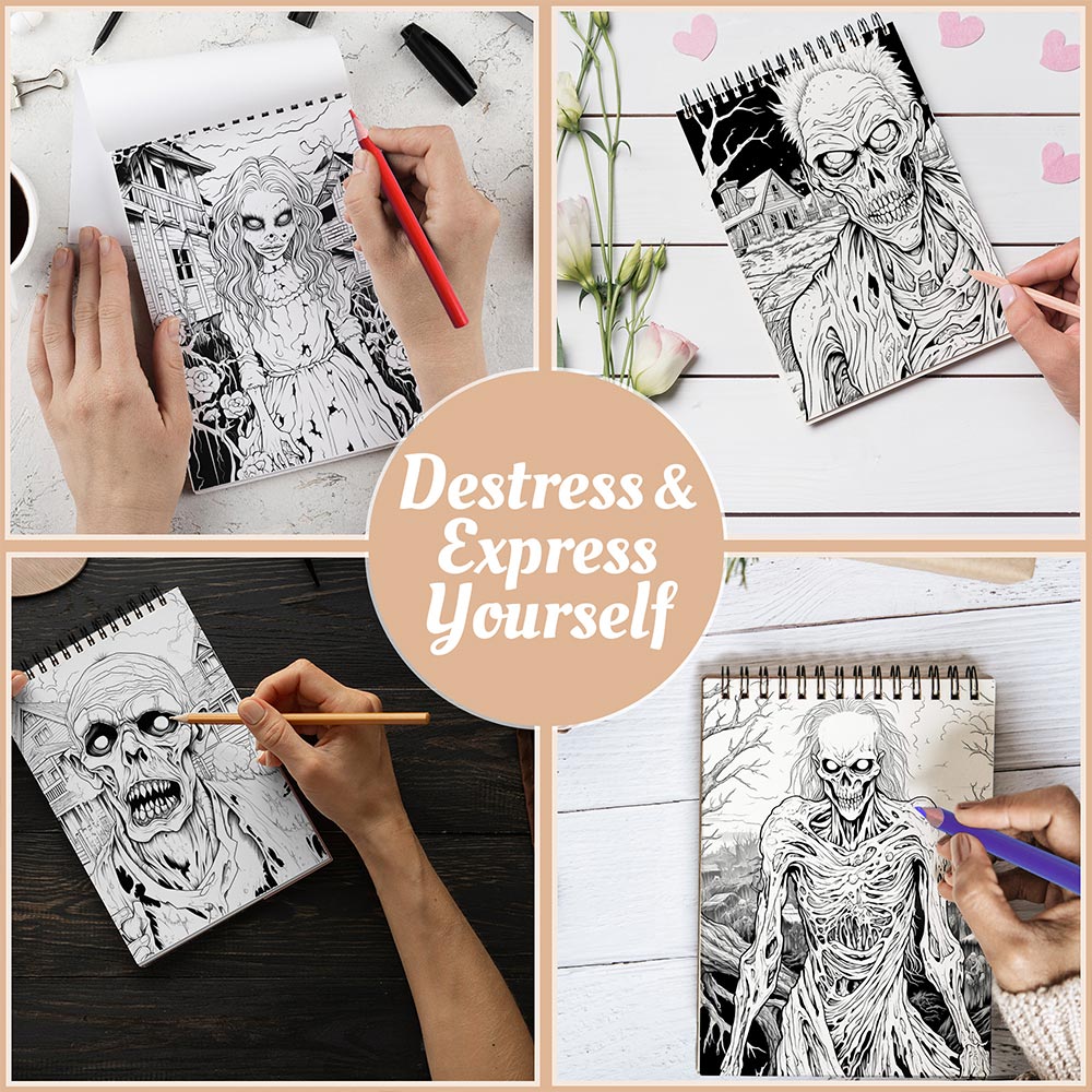 Netecom Horror Coloring Book Spiral Bound For Adults