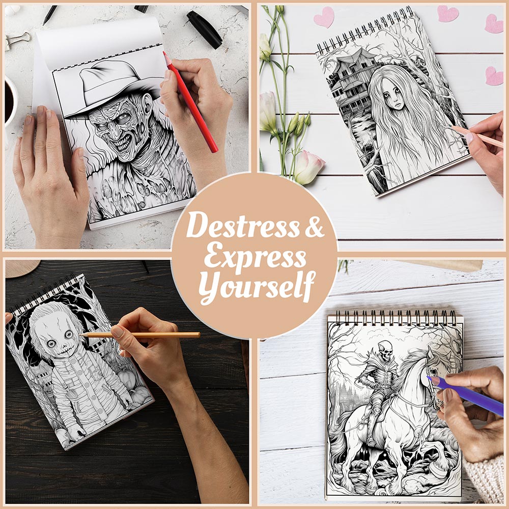 Netecom Horror Freak Coloring Book Spiral Bound For Adults