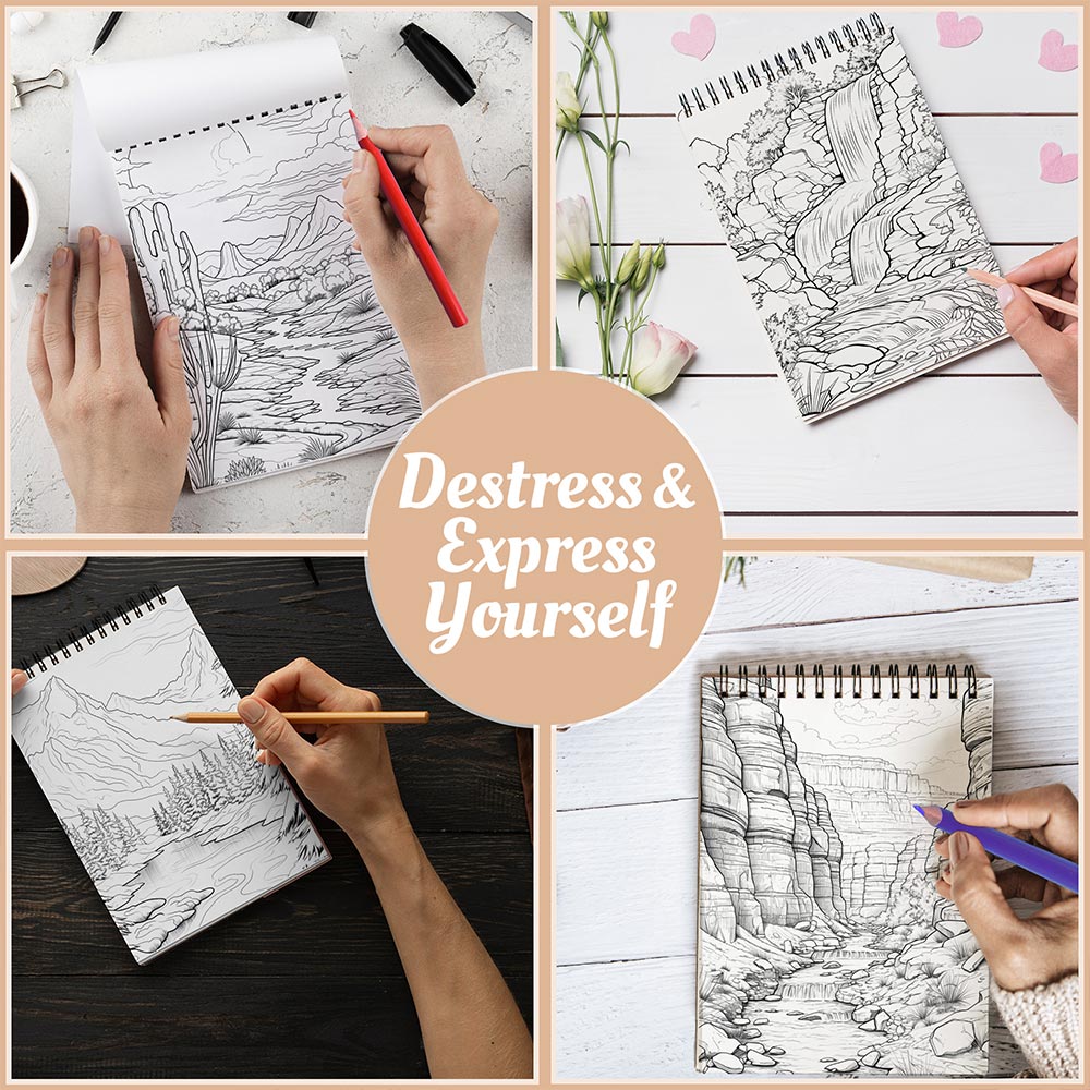 Netecom Wonderful Landscapes Coloring Book Spiral Bound For Adults