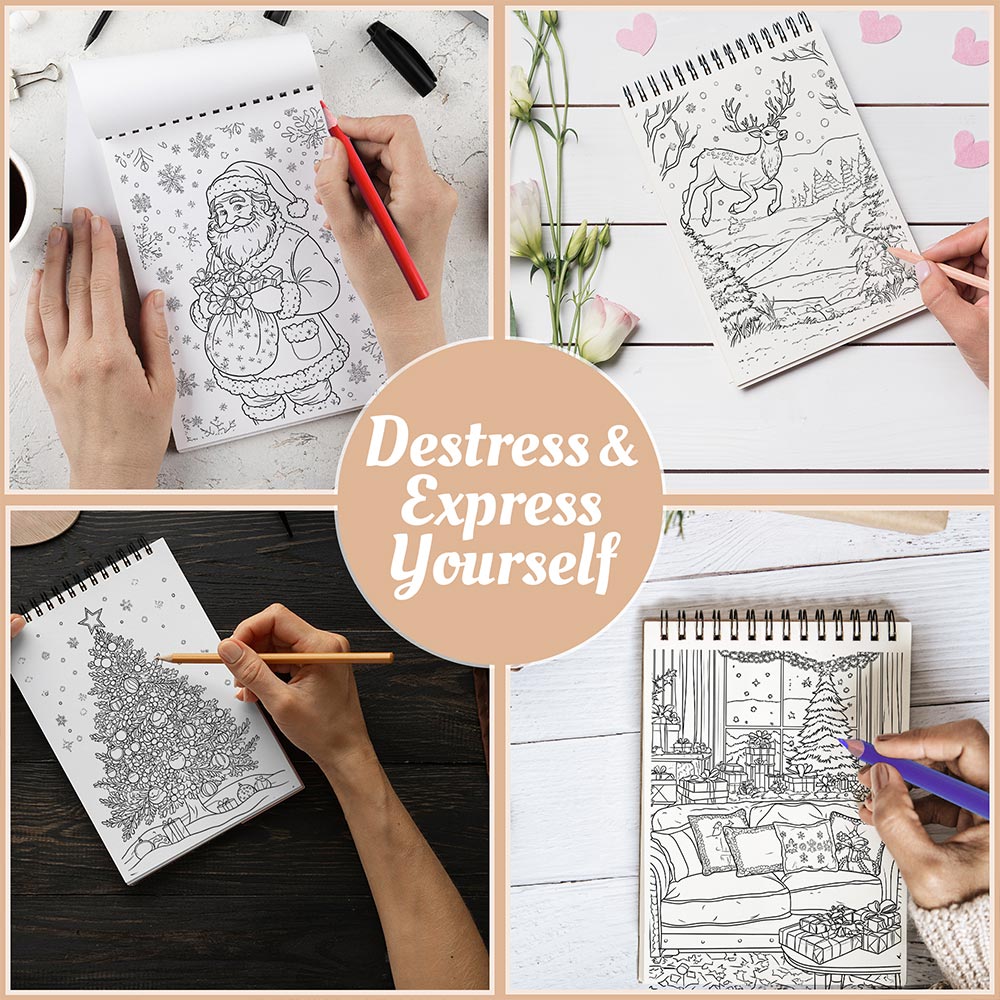 Netecom Merry Christmas Coloring Book Spiral Bound For Adults