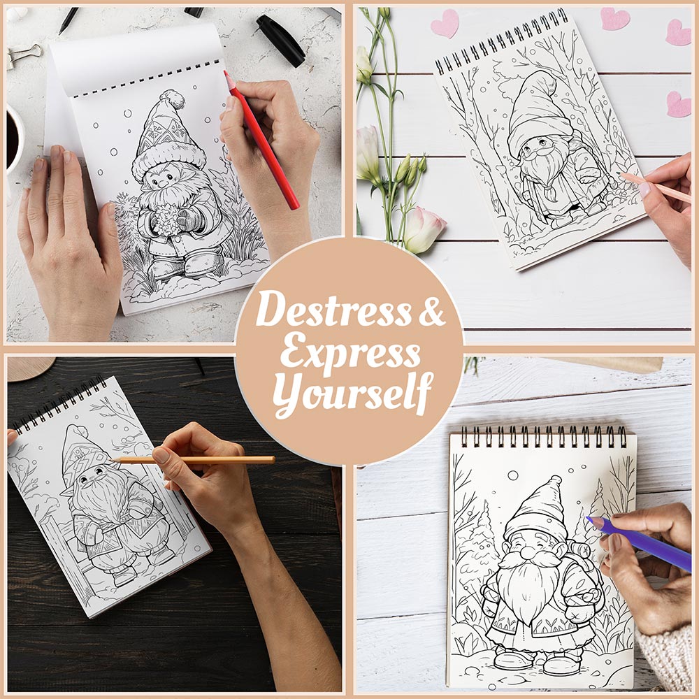 Netecom Winter Gnomes Coloring Book Spiral Bound For Adults