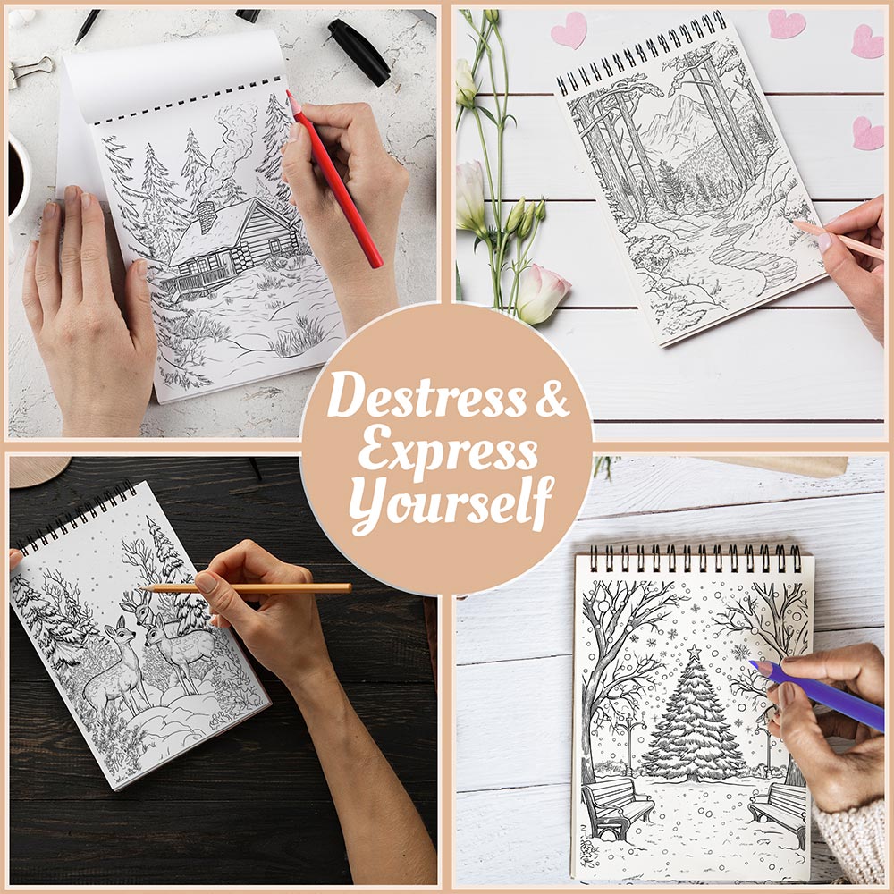 Netecom Winter Coloring Book Spiral Bound For Adults