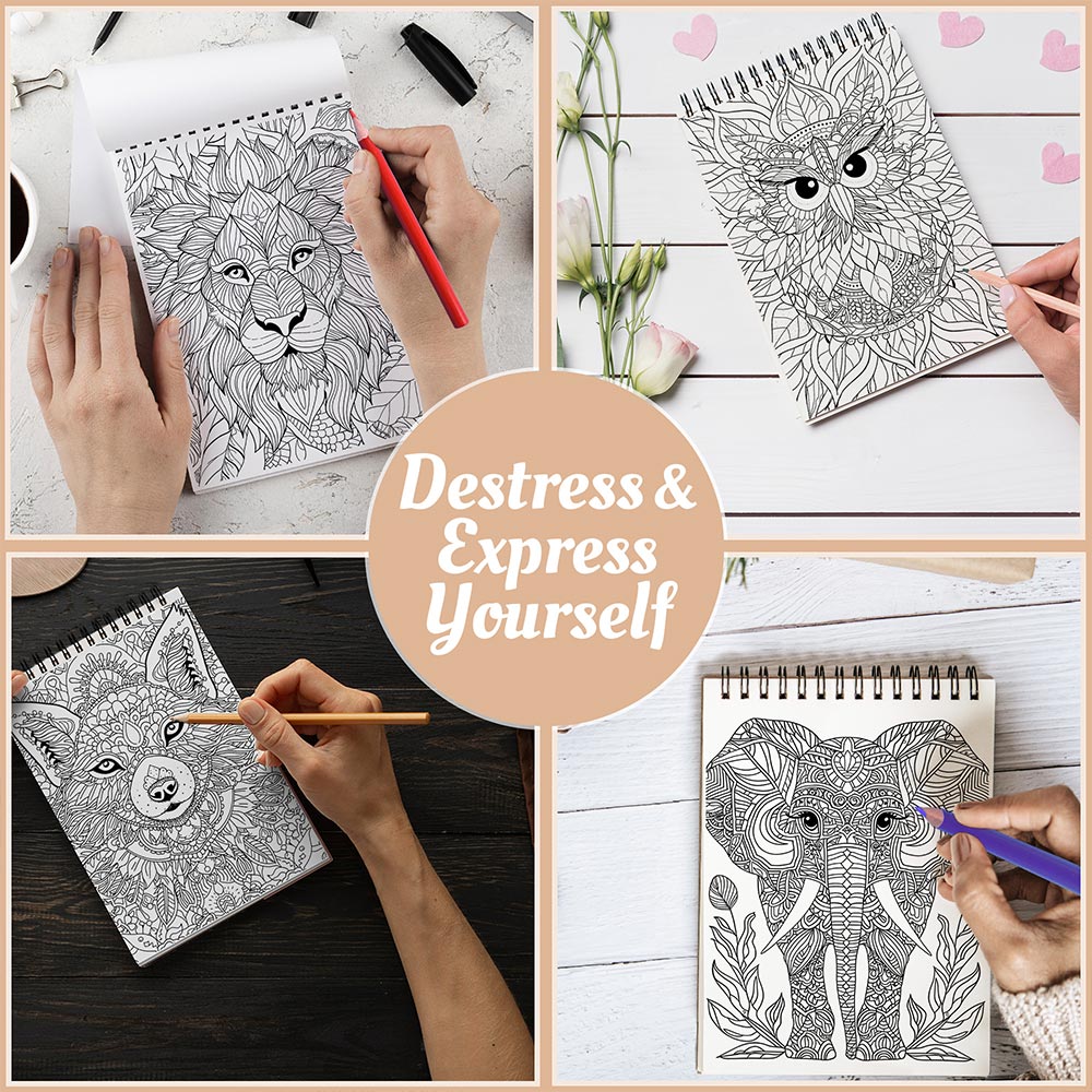 Netecom Animal Mandalas Coloring Book Spiral Bound For Adults