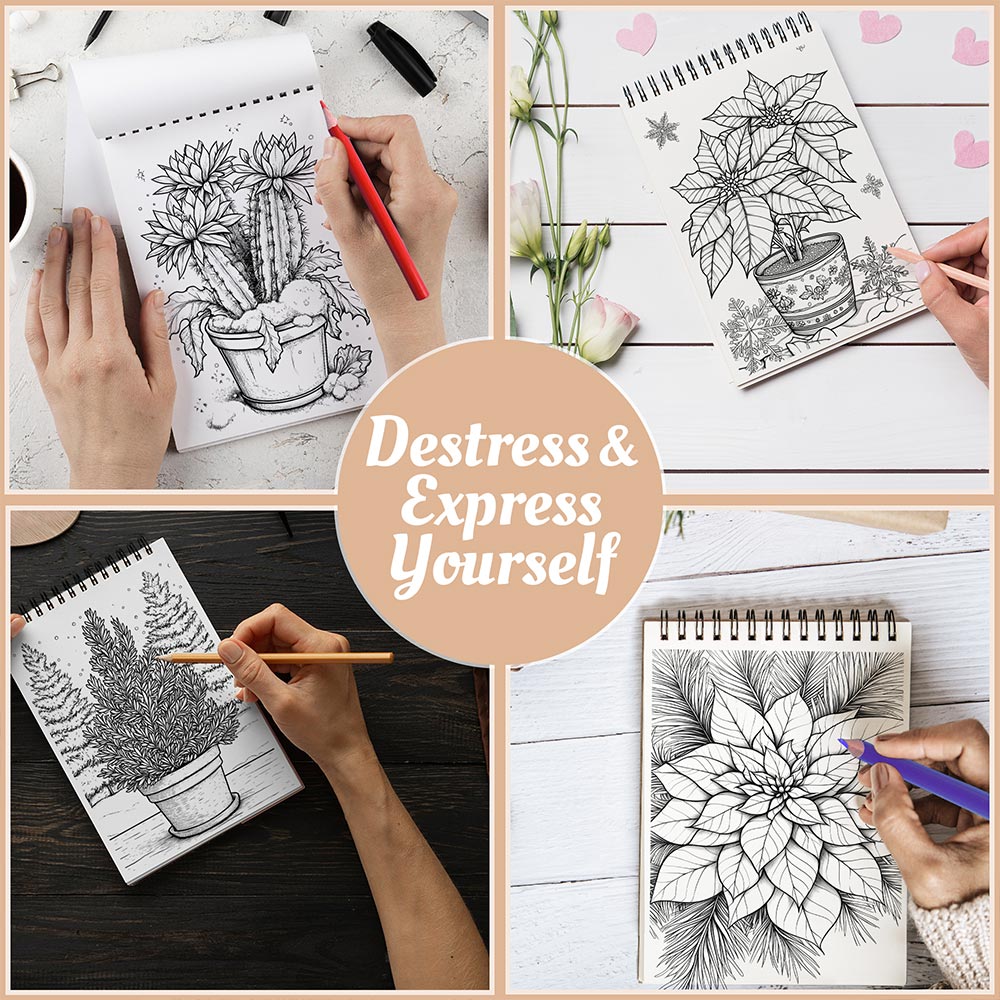 Netecom Winter Nature Coloring Book Spiral Bound For Adults