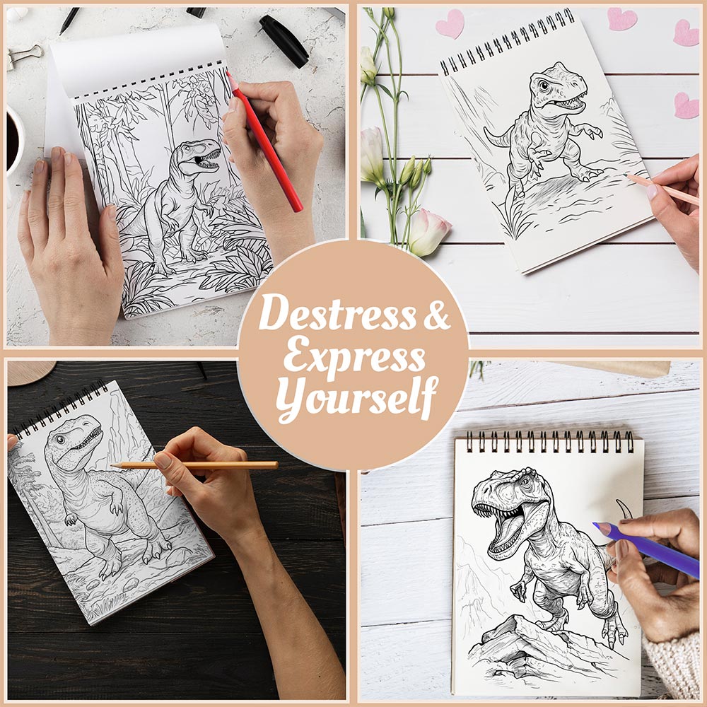 Netecom Carnivorous Dinosaurs Coloring Book Spiral Bound For Adults
