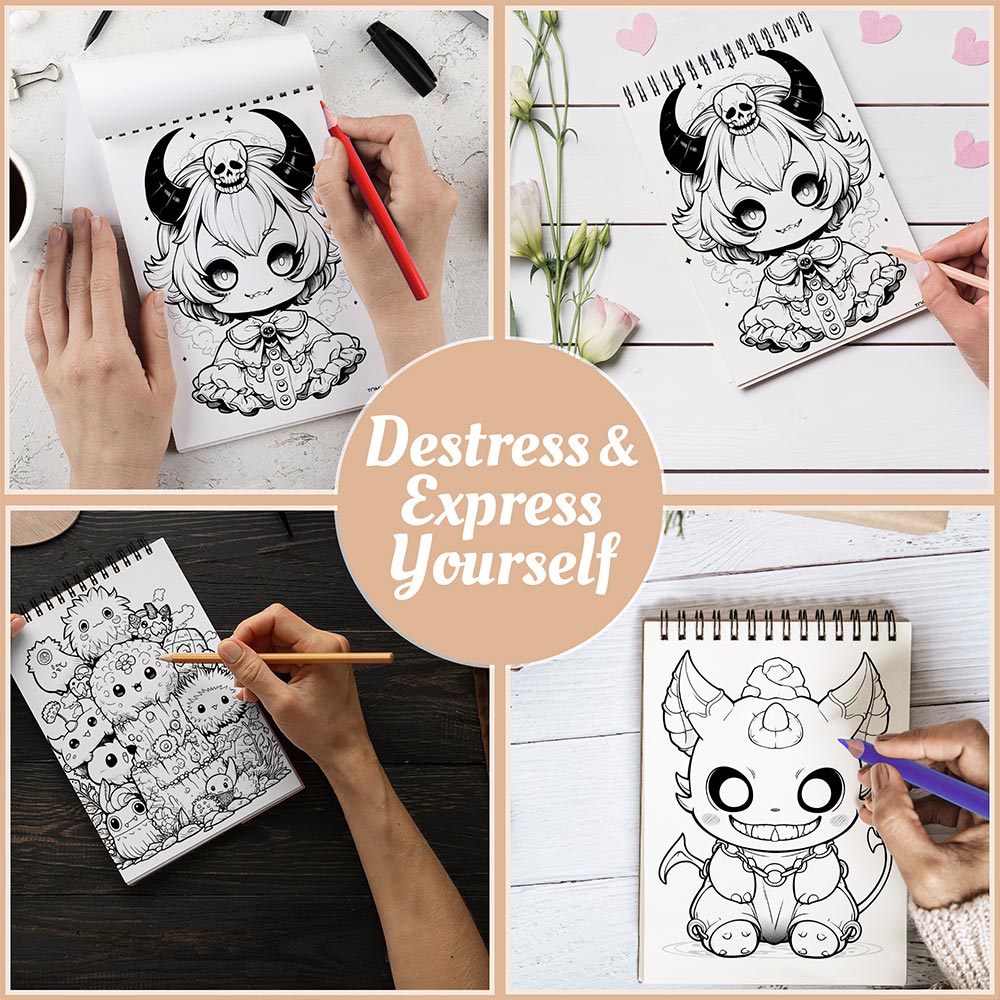 Netecom Monster Cuties Coloring Book Spiral Bound For Adults