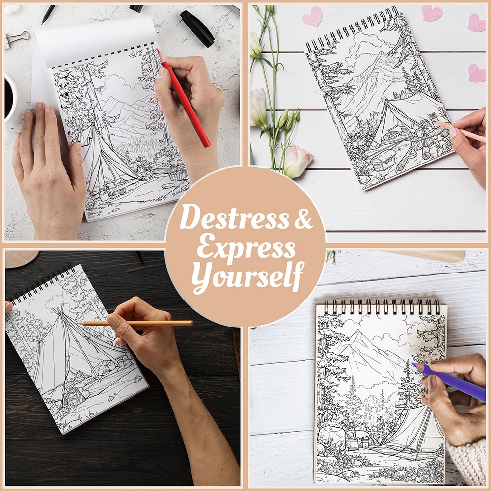 Netecom Camping Coloring Book Spiral Bound For Adults