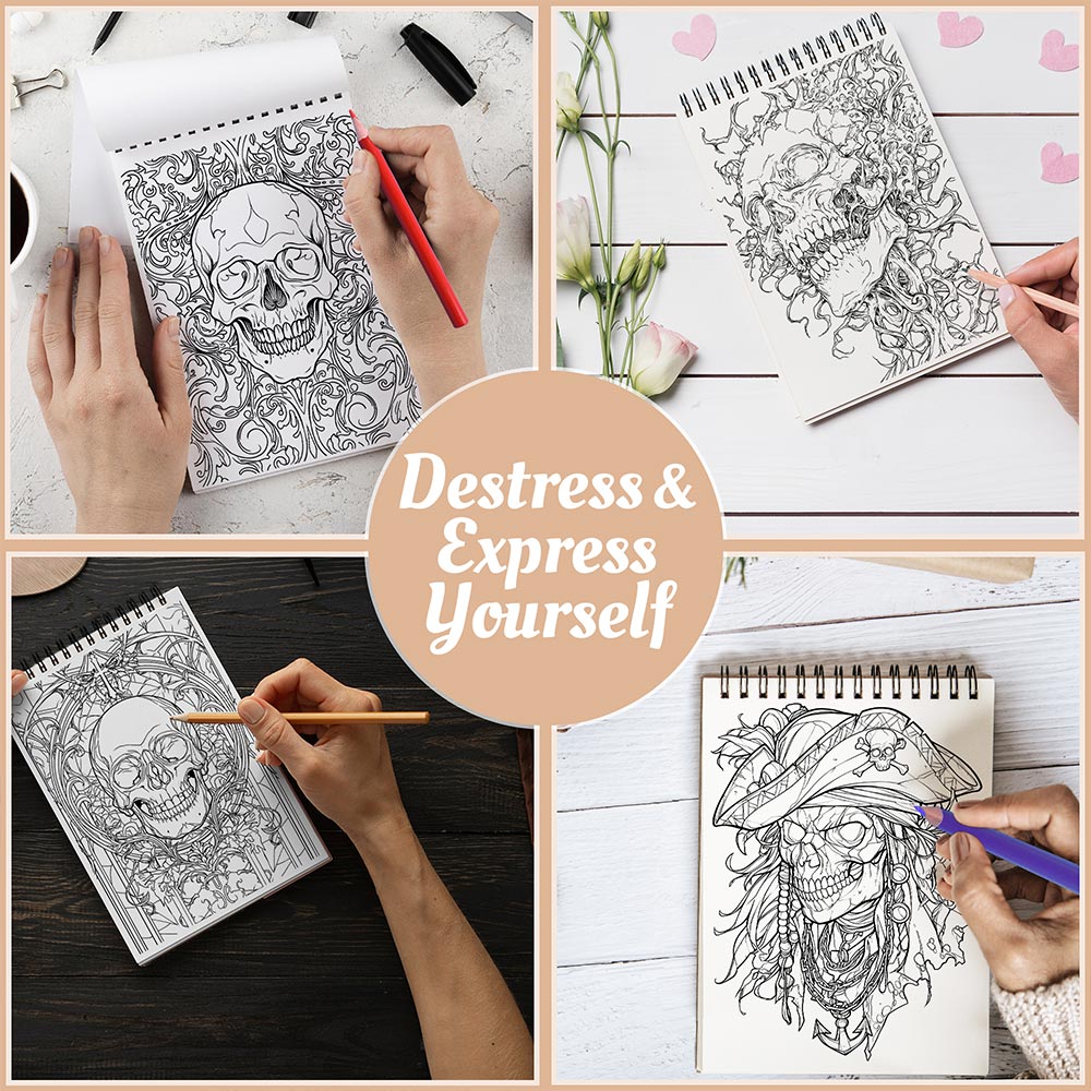 Netecom Ultimate Skull Coloring Book Spiral Bound For Adults