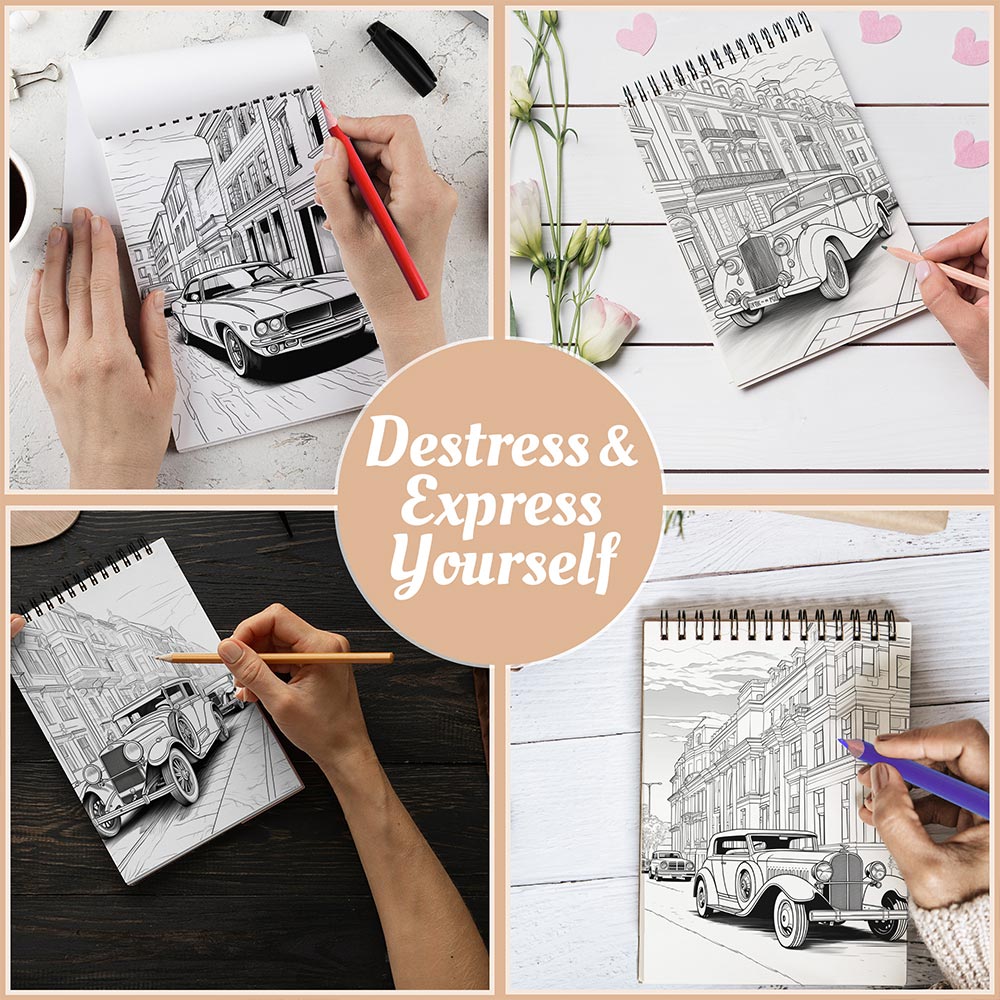 Luxury Cars Coloring Book Spiral Bound For Adults