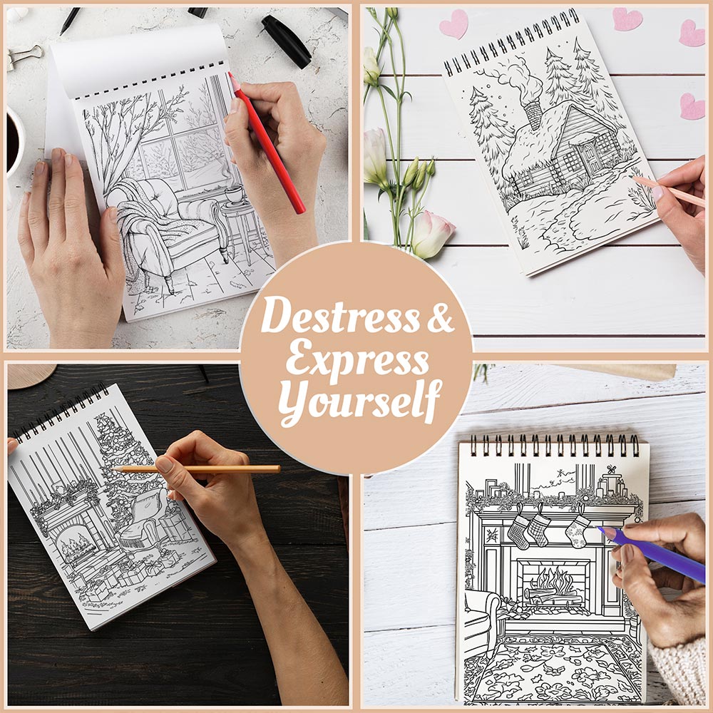 Netecom Cozy Winter Coloring Book Spiral Bound For Adults
