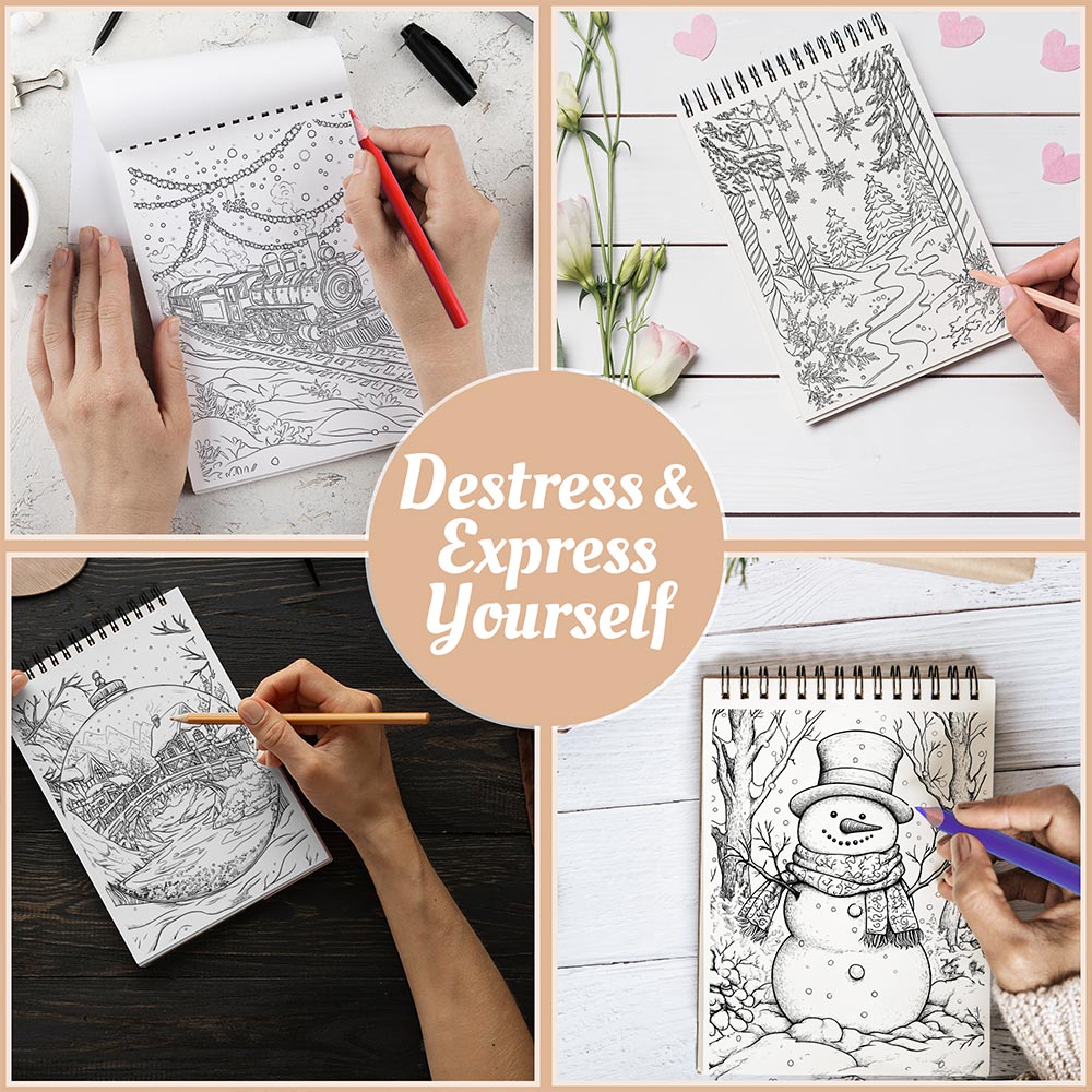 Netecom Enchanted Christmas Coloring Book Spiral Bound For Adults