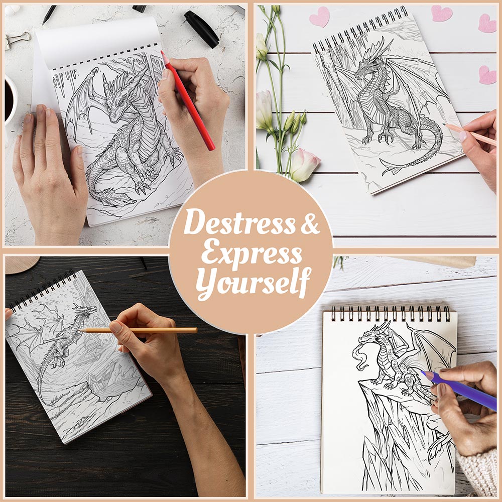 Netecom Frozen Dragon Coloring Book Spiral Bound For Adults