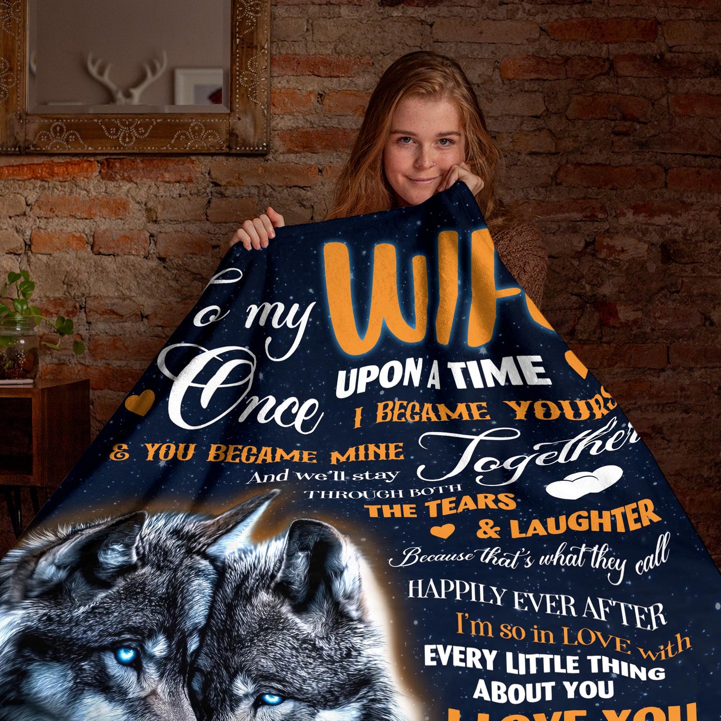 Netecom Personalized To My Wife Blanket from Husband, Romantic Wolf Couple Throw Blanket for Couch, Bed or Sofa, Ultra Soft Warm, Birthday Gifts for Wife, Wedding, Anniversary, or Valentine’s Day