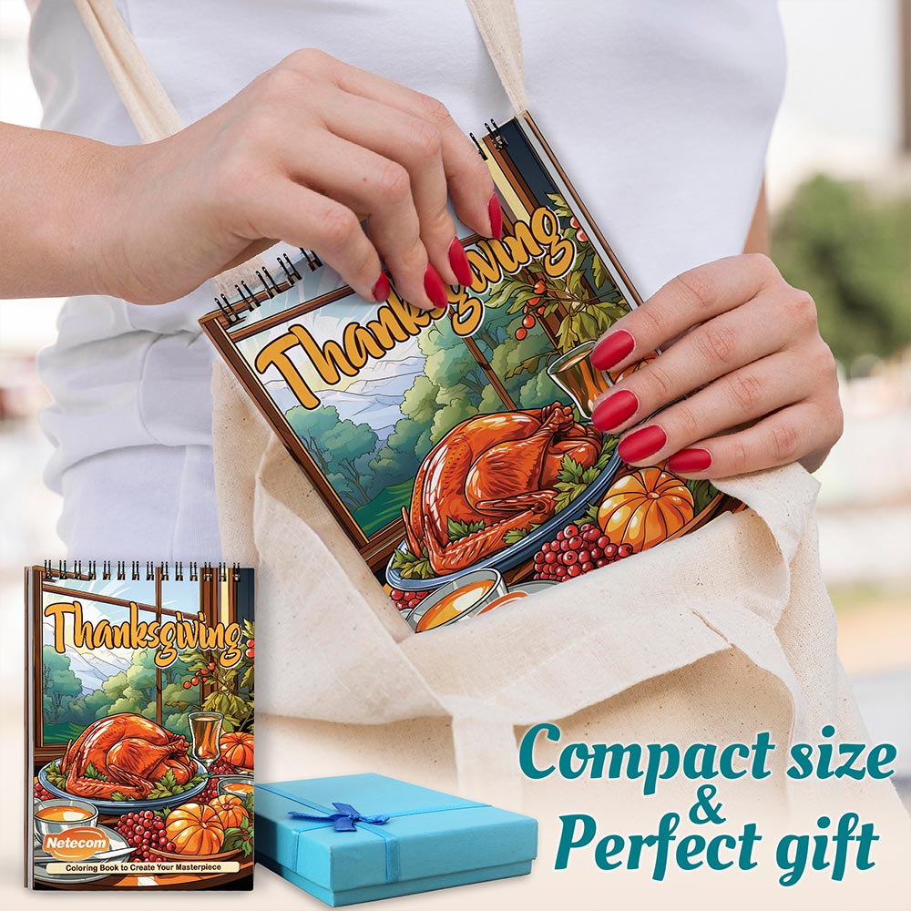 Netecom Thanksgiving Spiral Coloring Book For Adults