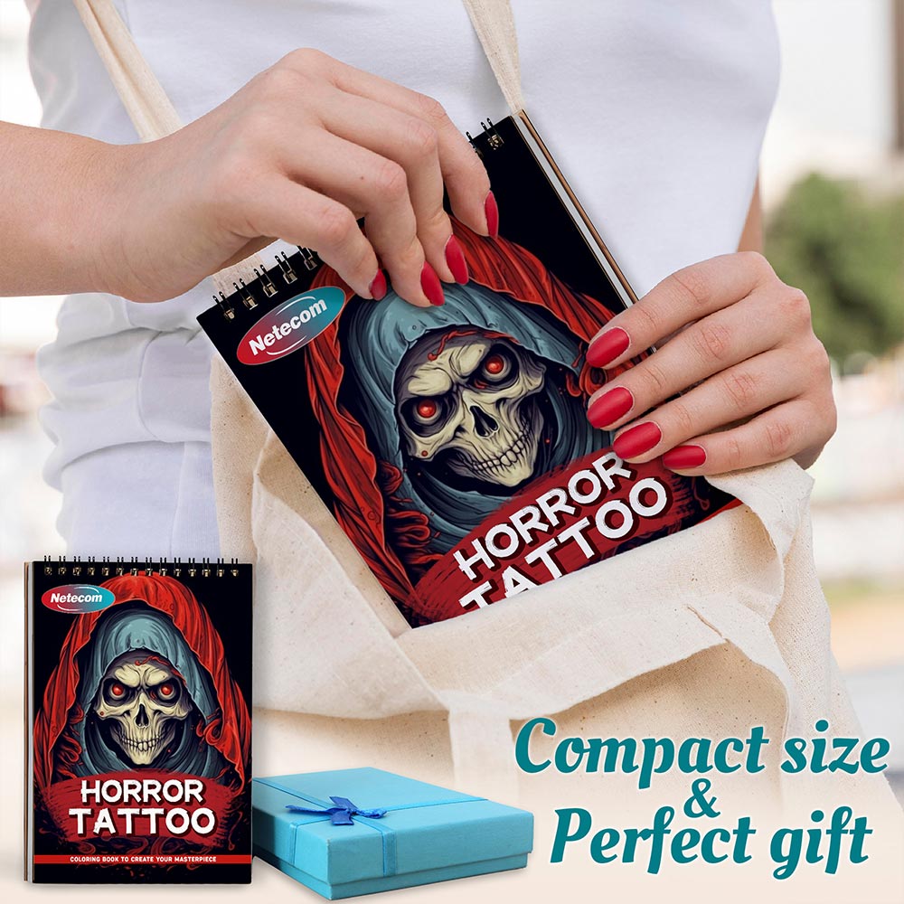 Netecom Horror Tattoo Spiral Coloring Book For Adults
