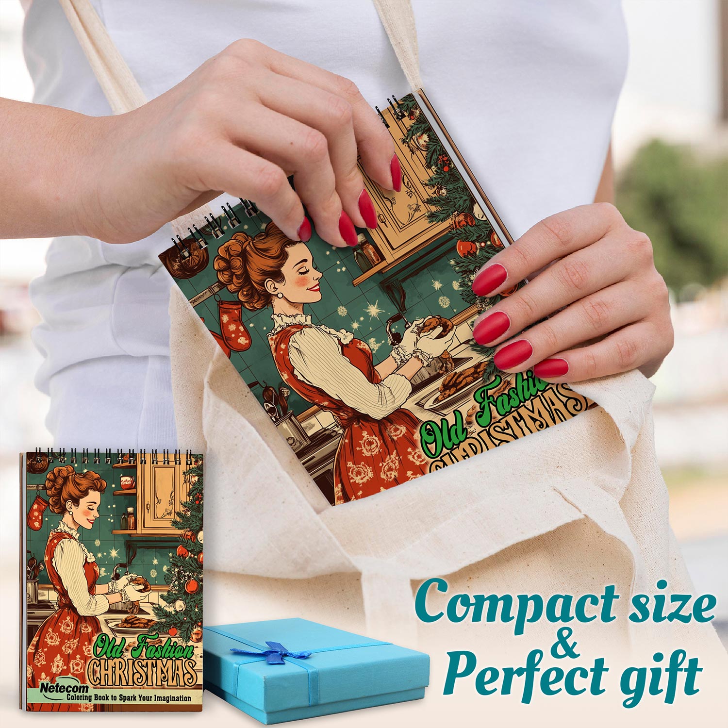 Netecom Old Fashion Christmas Spiral Coloring Book For Adults