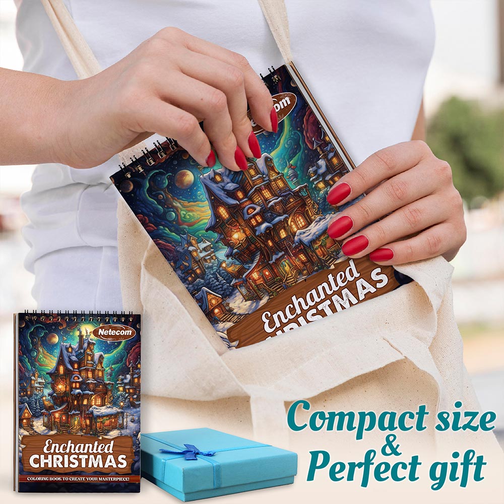 Netecom Enchanted Christmas Spiral Coloring Book For Adults