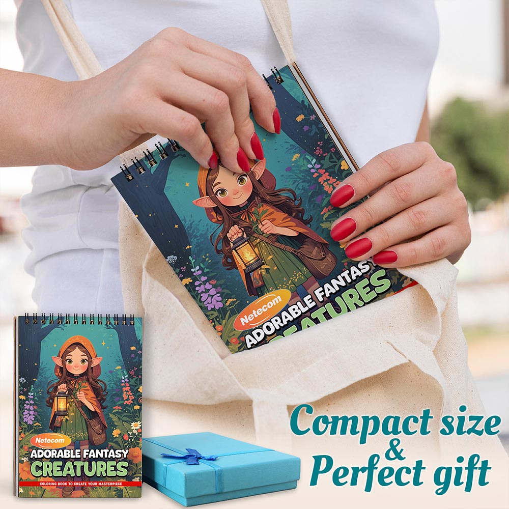 Adorable Fantasy Creatures Spiral Coloring Book For Adults