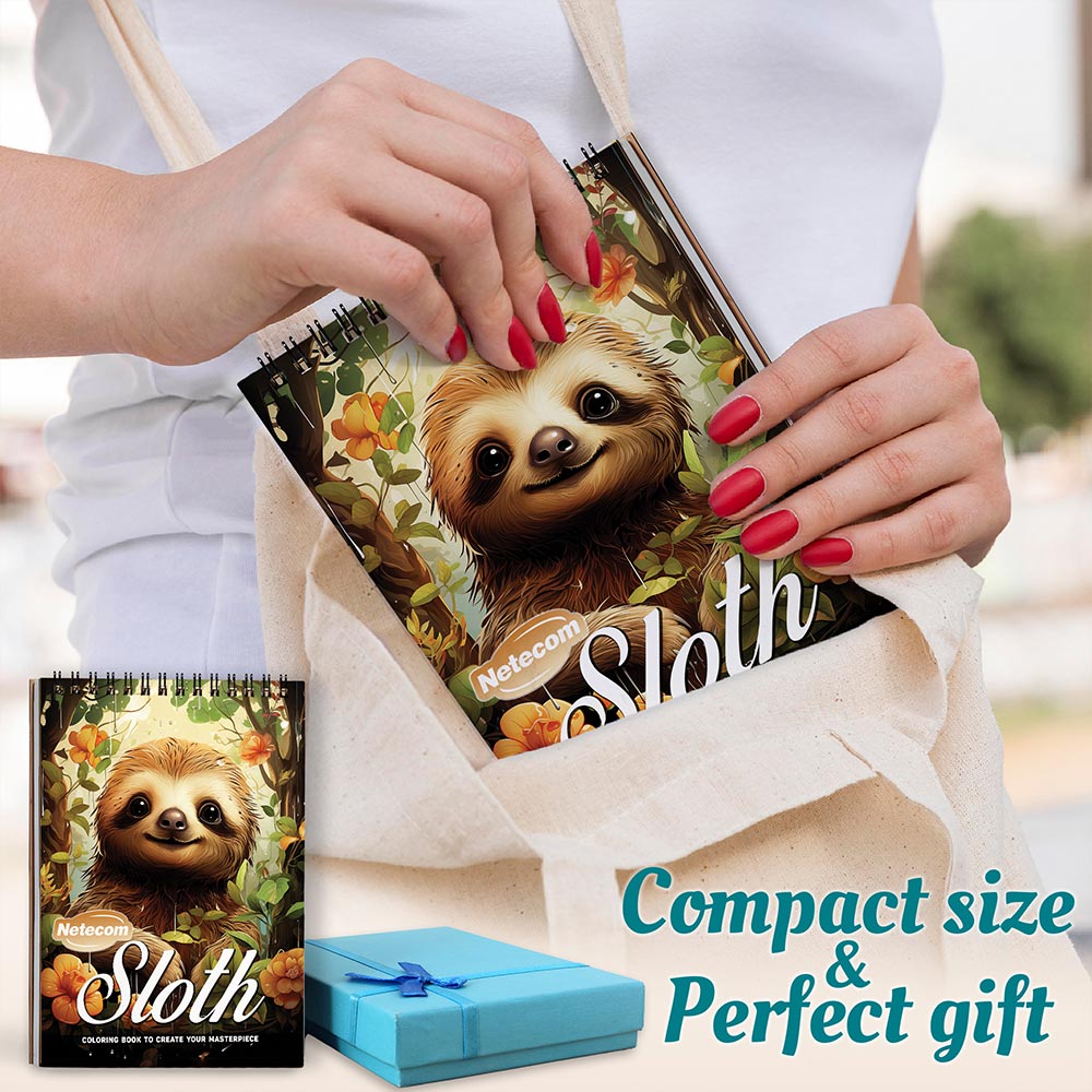 Netecom Sloth Spiral Coloring Book For Adults