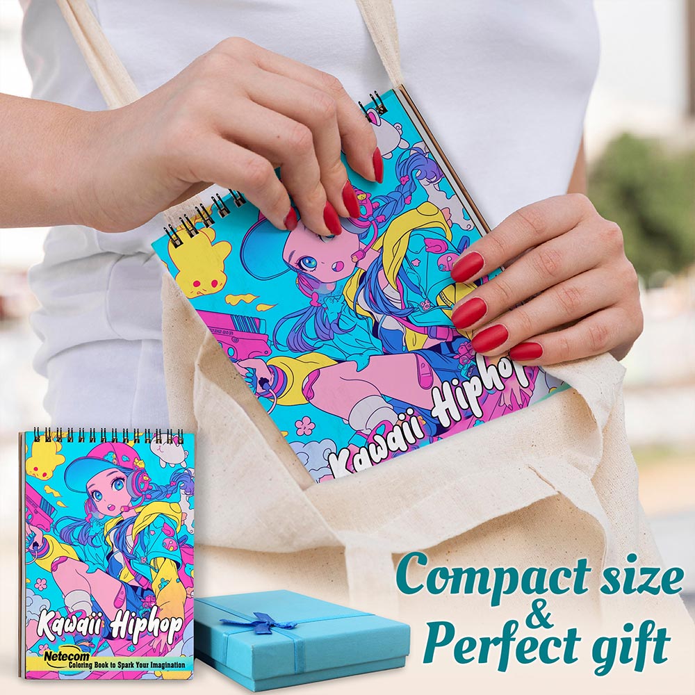 Netecom Kawaii Hiphop Spiral Coloring Book For Adults