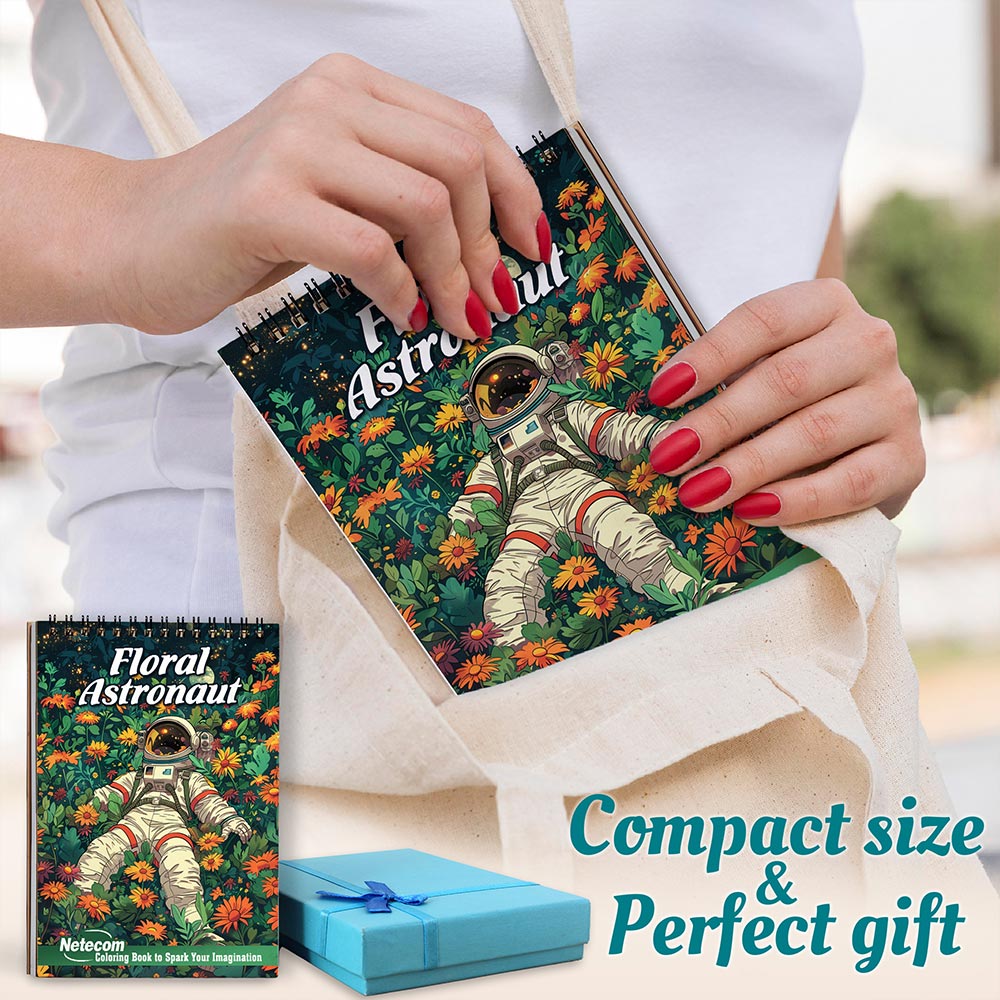 Netecom Floral Astronaut Spiral Coloring Book For Adults