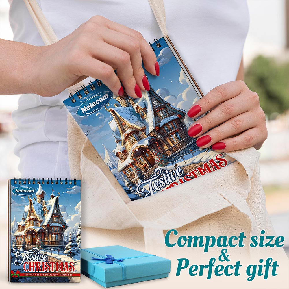 Netecom Festive Christmas Spiral Coloring Book For Adults