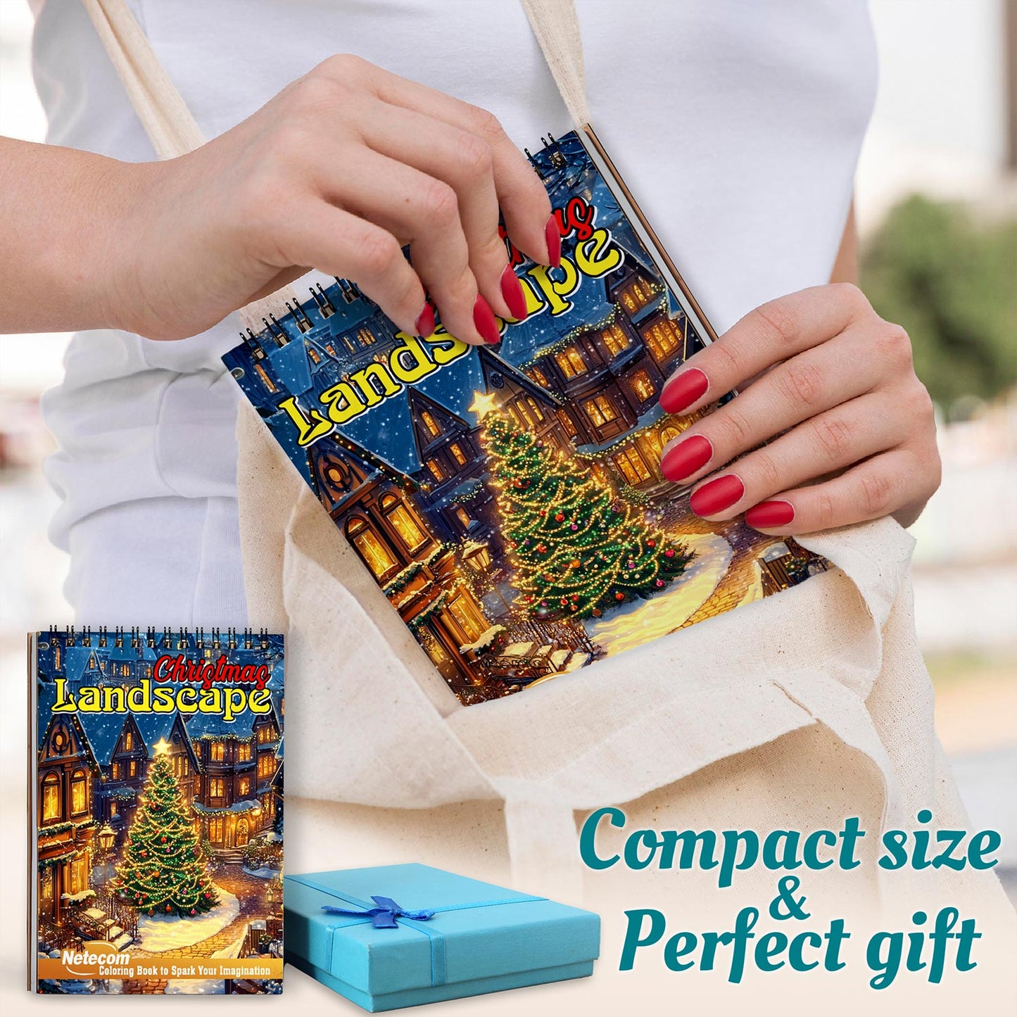 Netecom Christmas Landscape Spiral Coloring Book For Adults