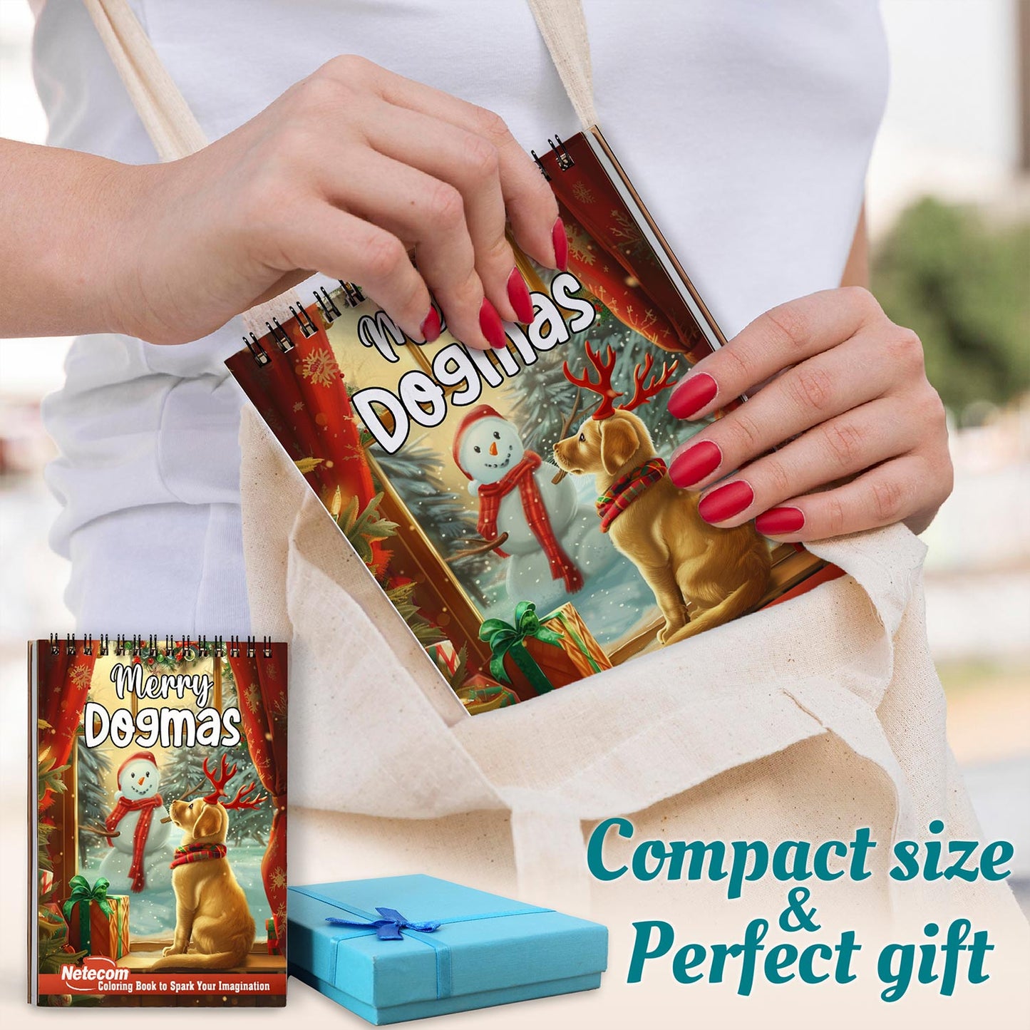 Netecom Merry Dogmas Spiral Coloring Book For Adults