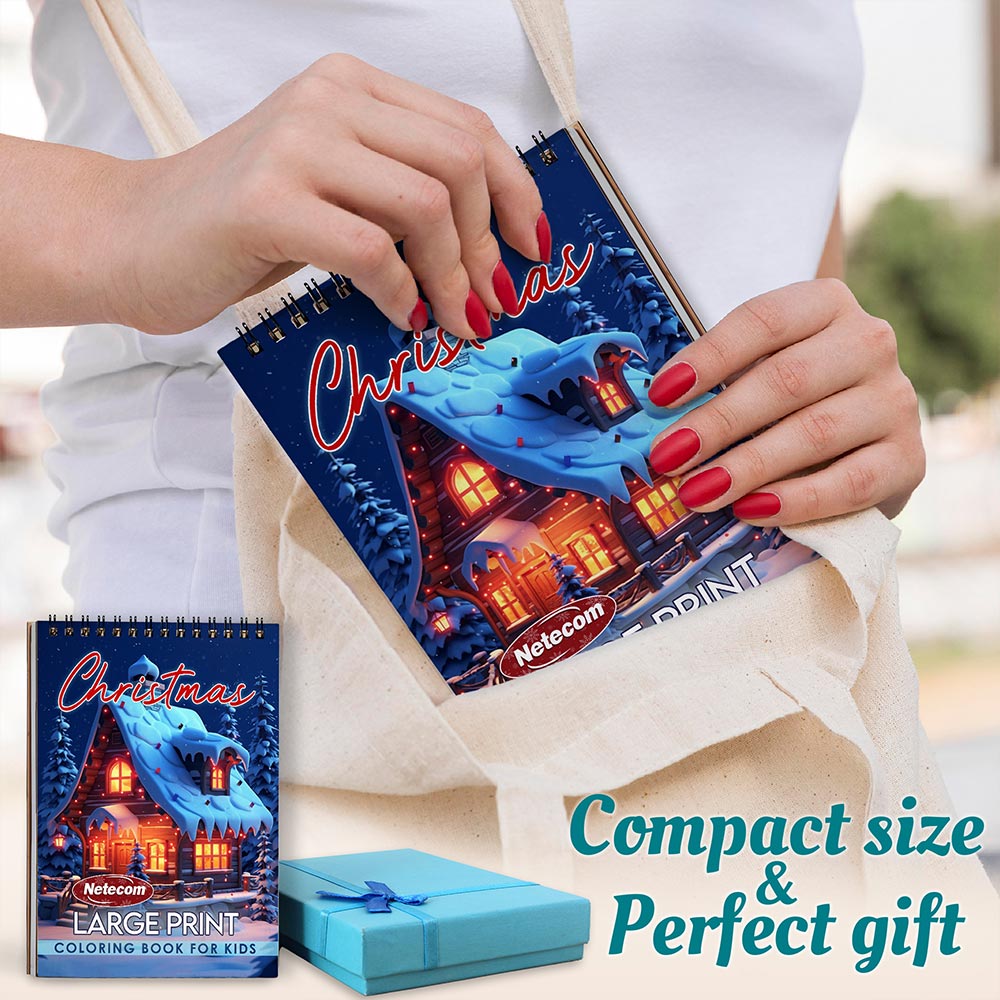 Netecom Large Print Christmas Spiral Coloring Book For Adults