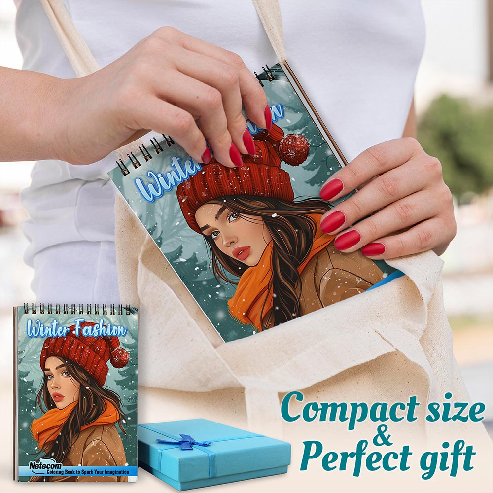 Netecom Winter Fashion Spiral Coloring Book For Adults