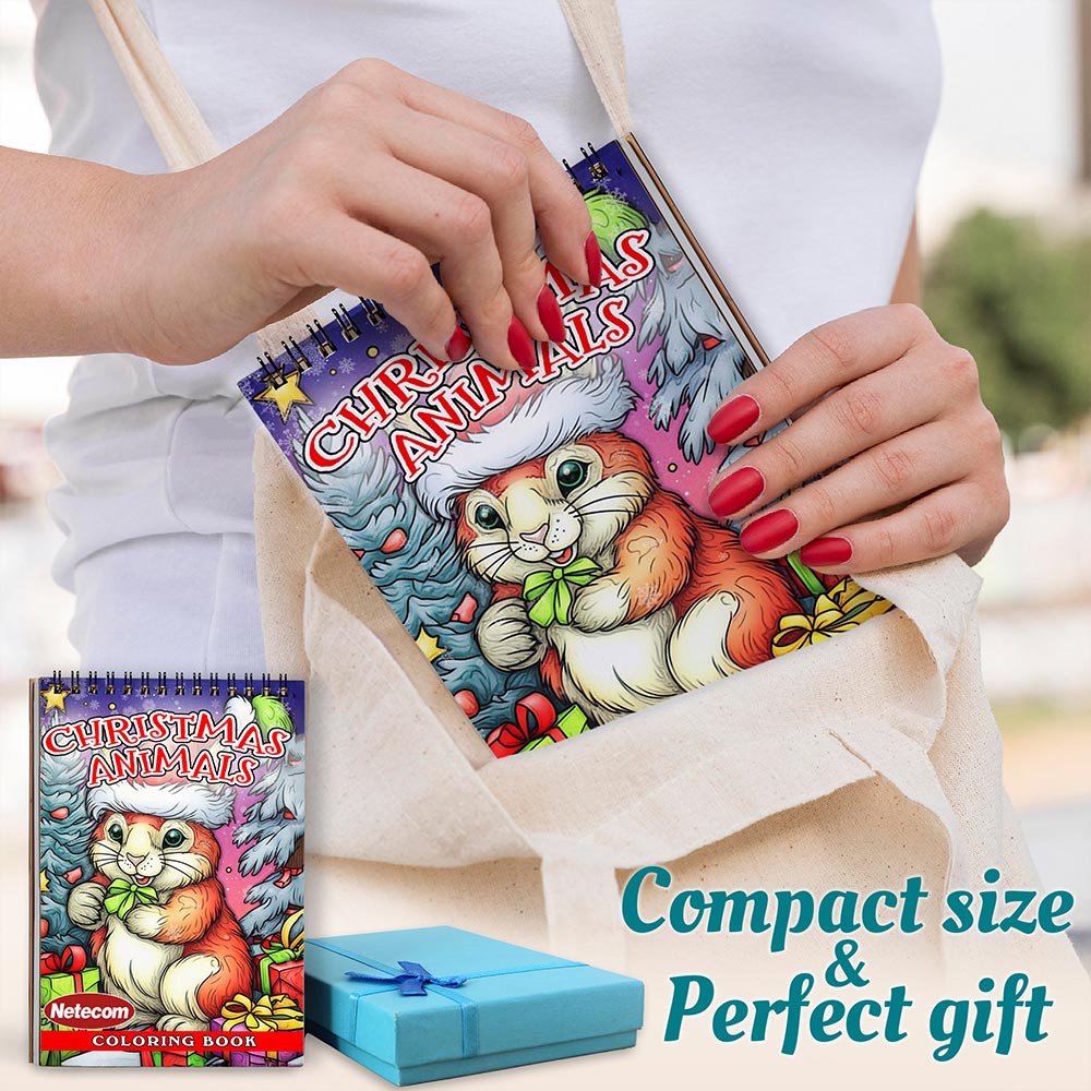 Netecom Christmas Animals Spiral Coloring Book For Adults