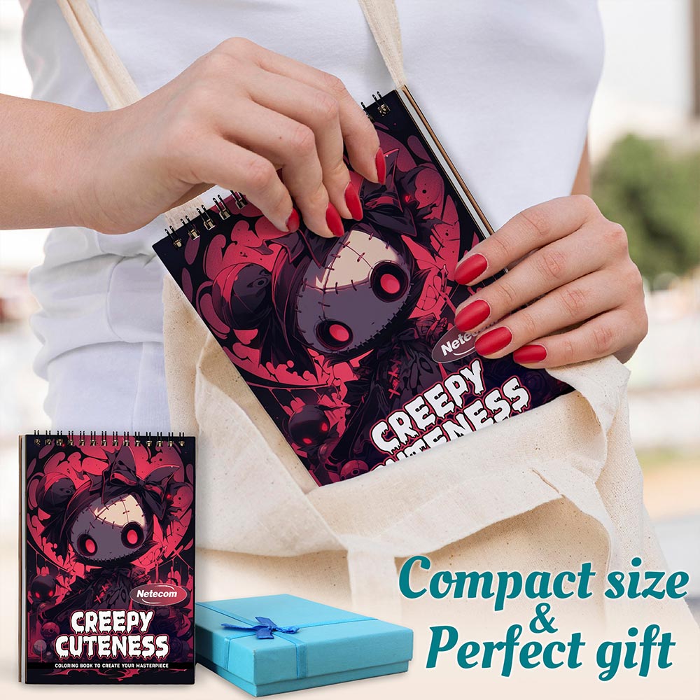 Netecom Creepy Cuteness Spiral Coloring Book For Adults