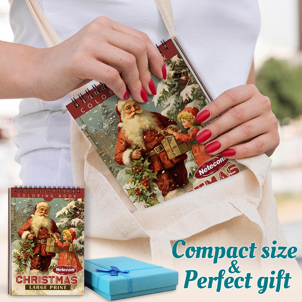 Netecom Large Print Christmas Spiral Coloring Book For Adults