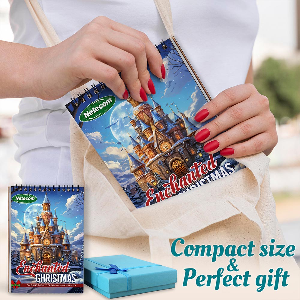 Netecom Enchanted Christmas Spiral Coloring Book For Adults