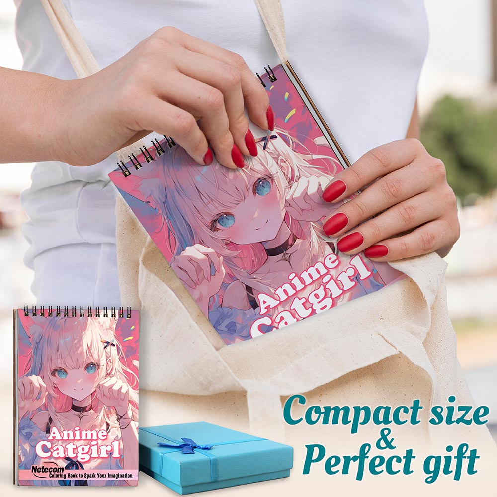 Netecom Anime Catgirl Spiral Coloring Book For Adults