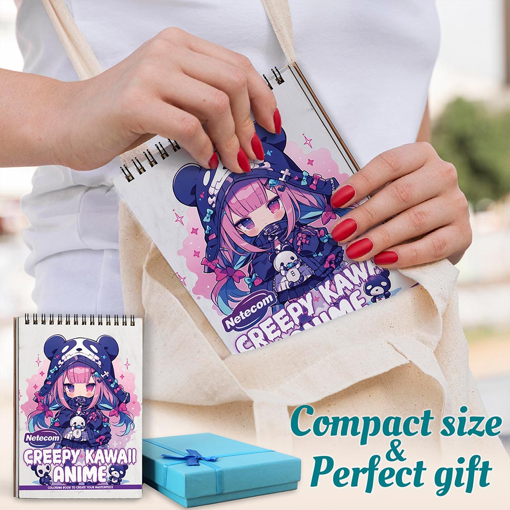 Netecom Creepy Kawaii Anime Spiral Coloring Book For Adults