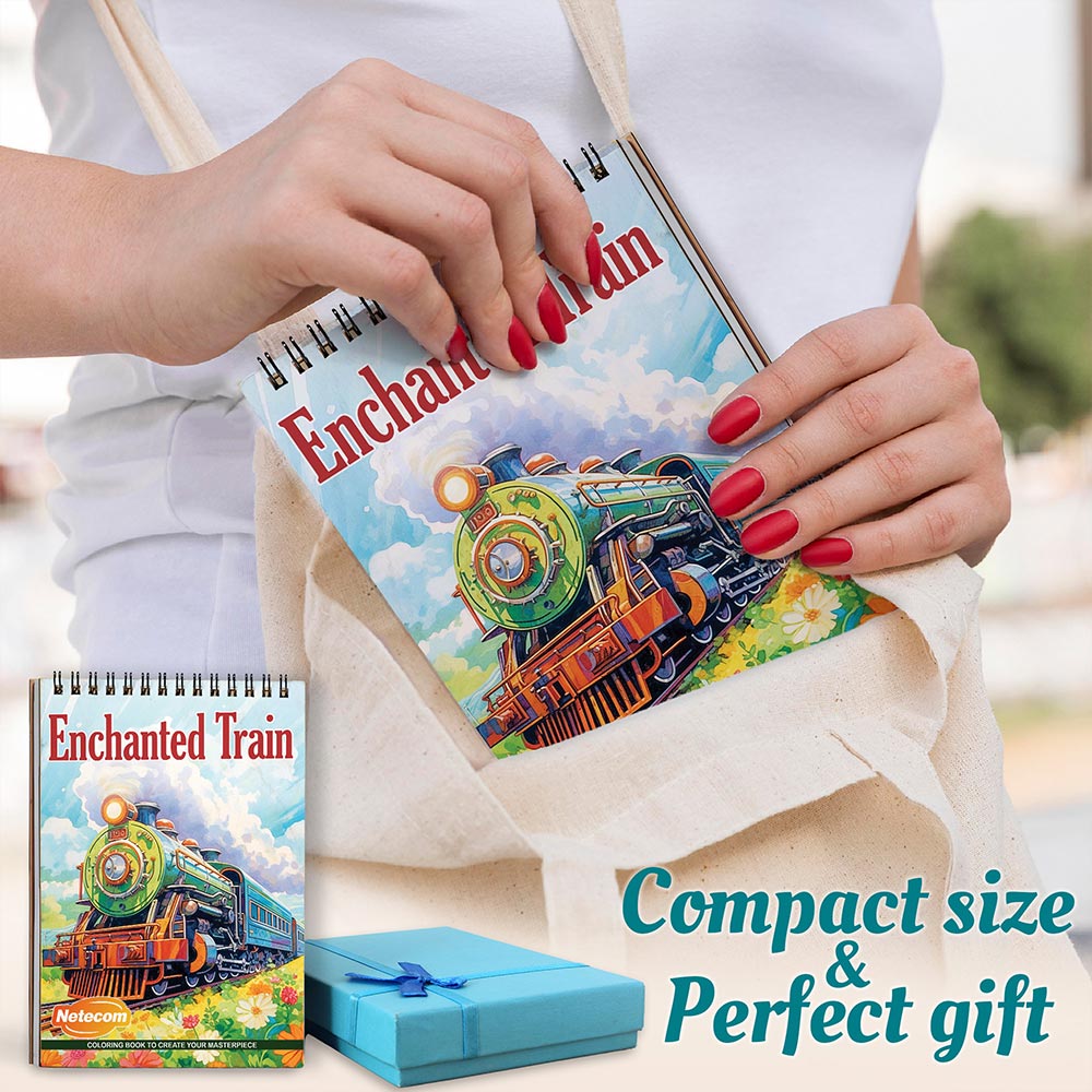 Netecom Enchanted Train Spiral Coloring Book For Adults