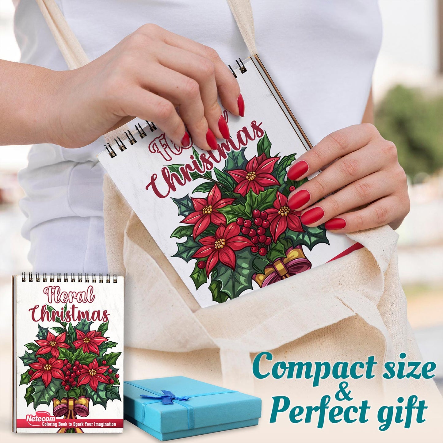 Netecom Floral Christmas Spiral Coloring Book For Adults