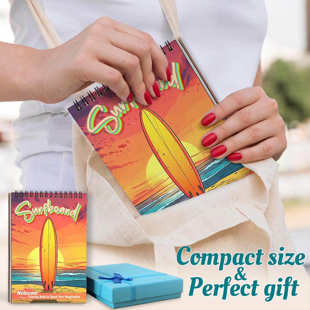Netecom Surfboard Spiral Coloring Book For Adults