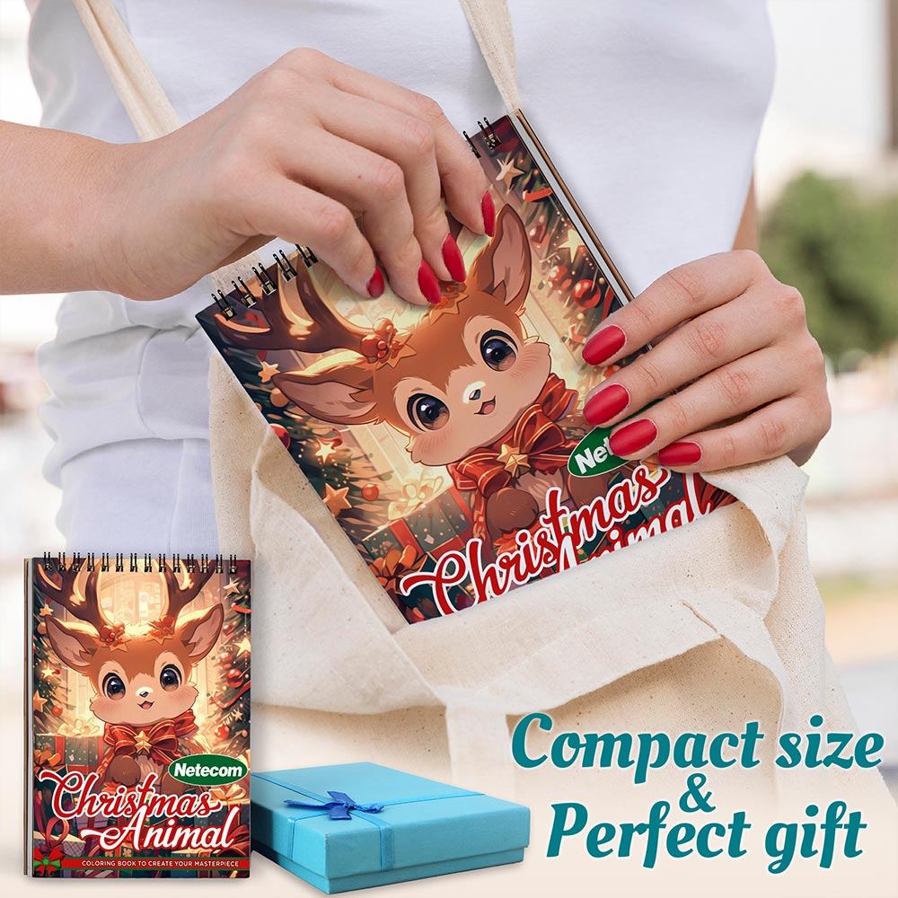 Netecom Christmas Animal Spiral Coloring Book For Adults