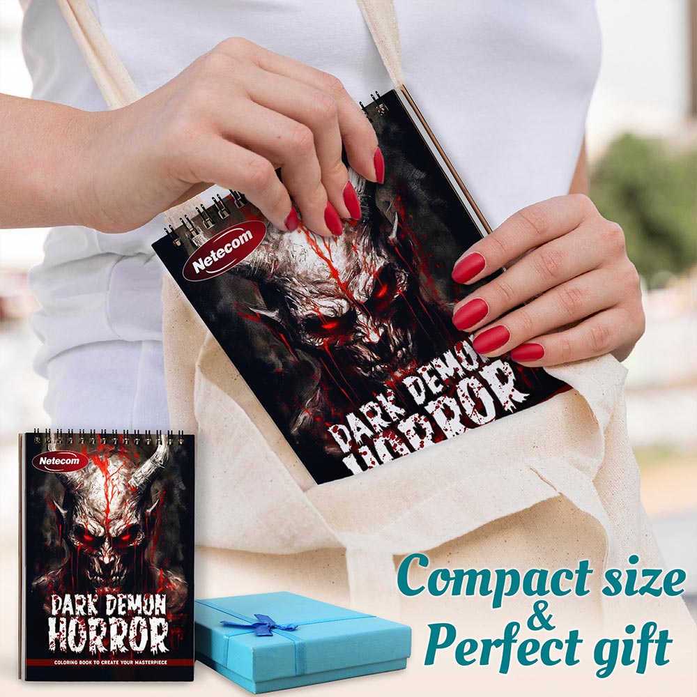 Netecom Dark Demon Horror Spiral Coloring Book For Adults
