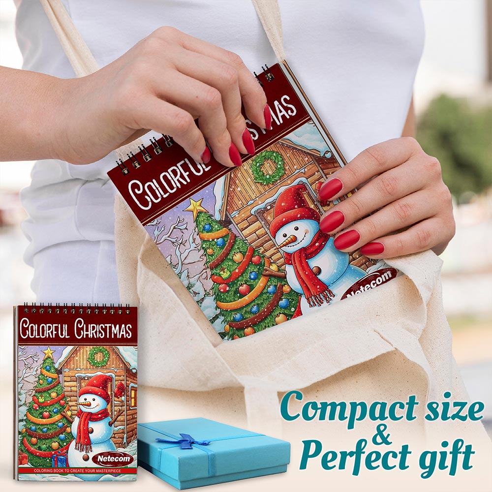 Netecom Colorful Christmas Spiral Coloring Book For Adults