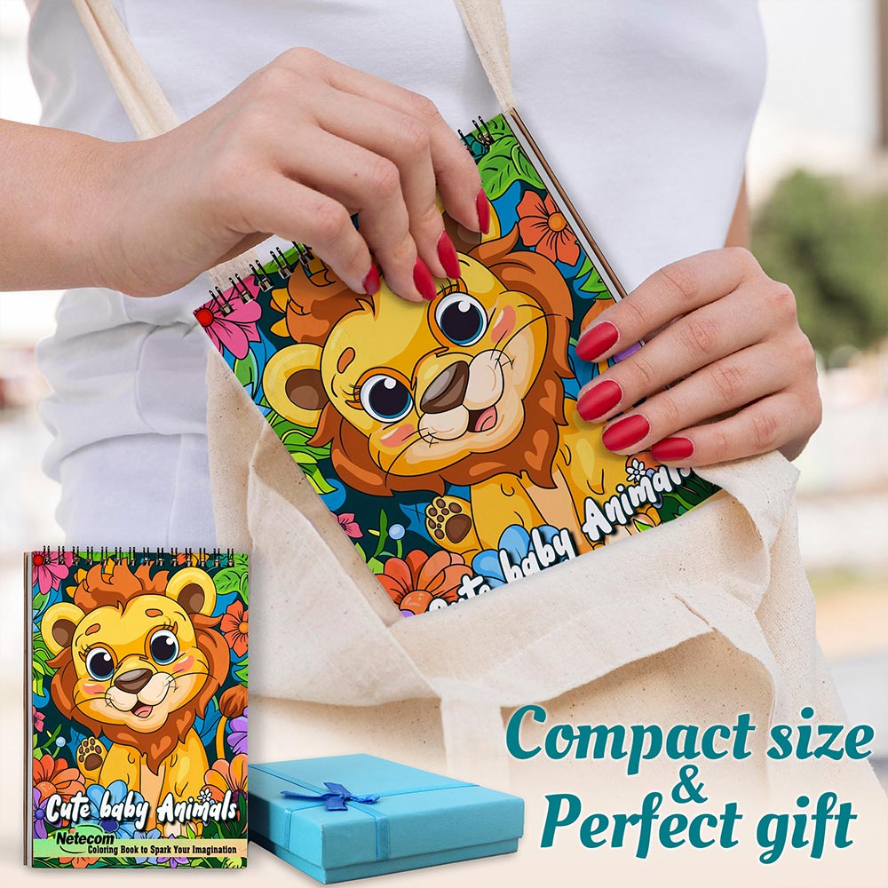 Netecom Cute Baby Animals Spiral Coloring Book For Adults