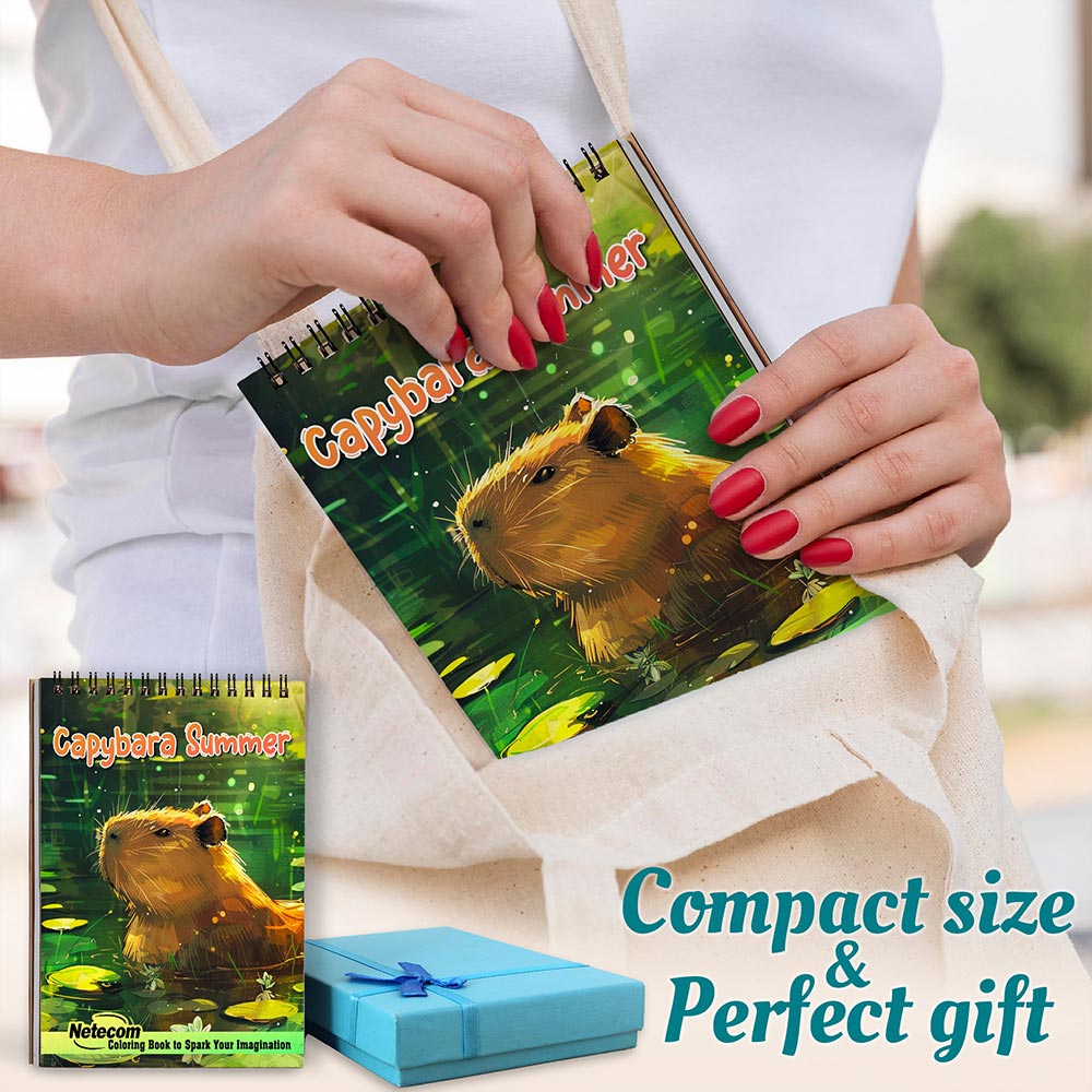 Netecom Capybara Summer Spiral Coloring Book For Adults