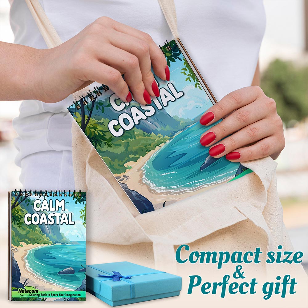 Netecom Calm Coastal Spiral Coloring Book For Adults