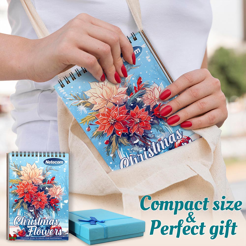 Netecom Christmas Flowers Spiral Coloring Book For Adults