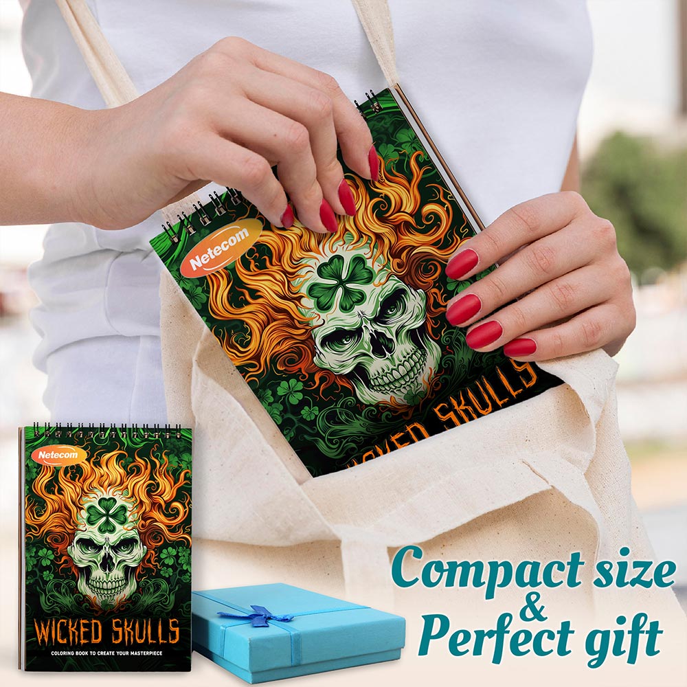 Netecom Wicked Skulls Spiral Coloring Book For Adults