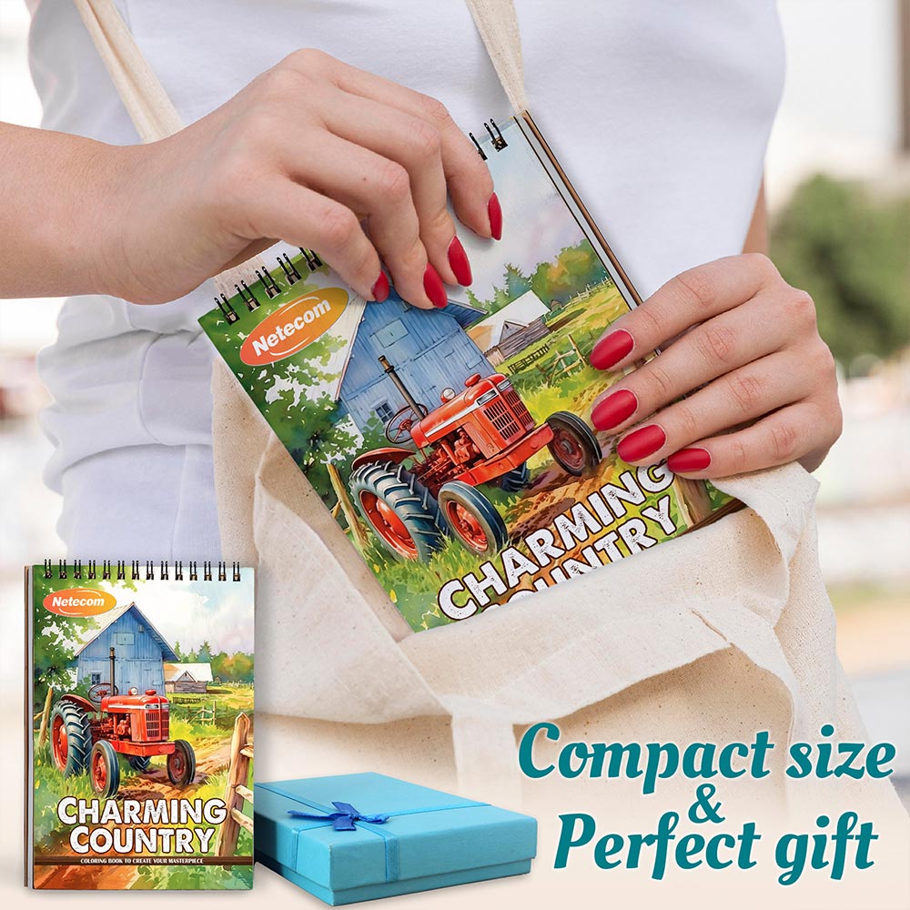 Charming Country Spiral Coloring Book For Adults