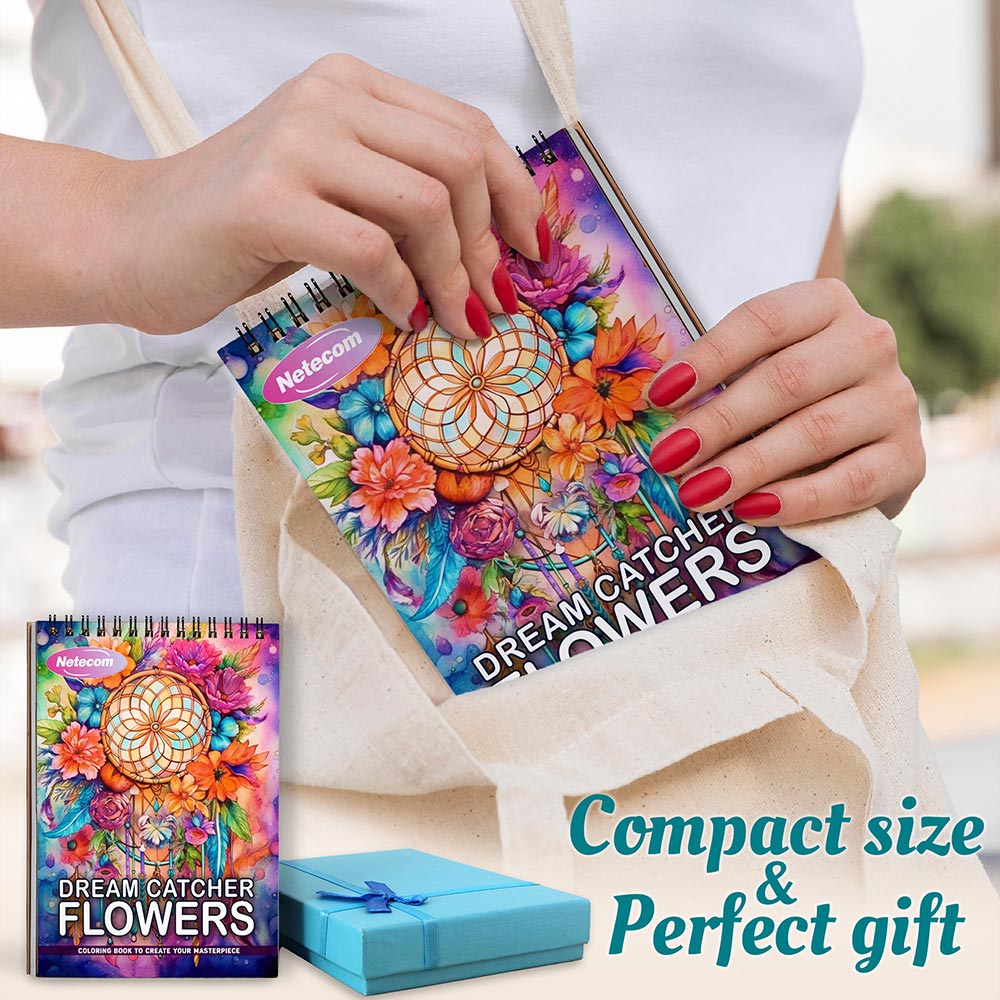Netecom Dream Catcher Flowers Spiral Coloring Book For Adults
